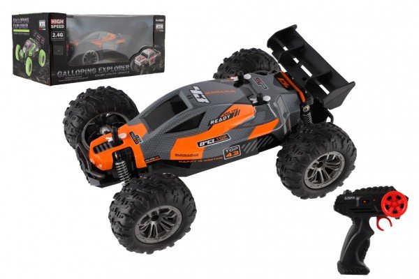 Levně Auto RC Buggy rychlostní 2,4GHz plast 25cm na baterie oranžové v krabici 31x14x18cm