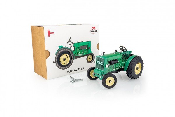 Levně Traktor MAN AS 325A zelený na klíček kov 1:25 v krabici Kovap