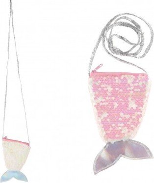 Levně Kabelka mořská panna s flitry měnícími látková růžová 10x16cm v sáčku
