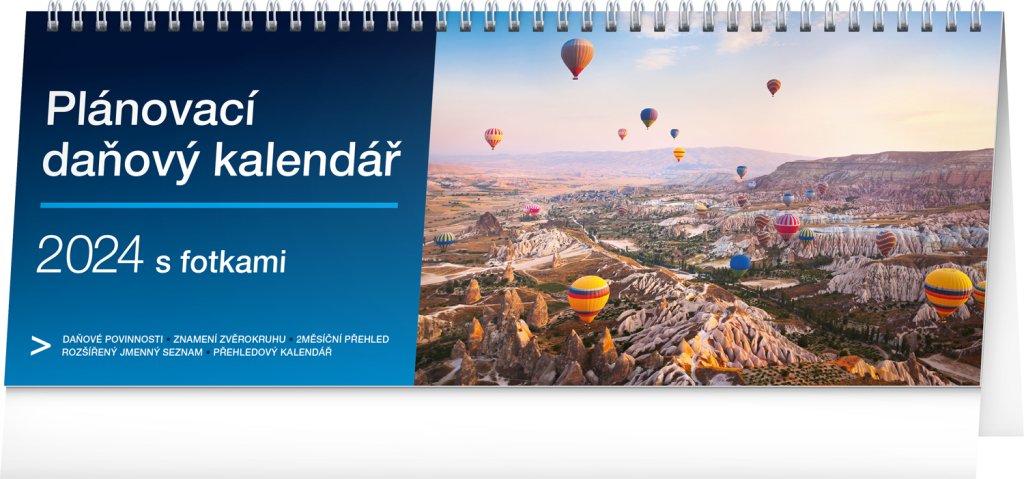 Kalendář 2024 stolní: Plánovací daňový s fotkami, 33 × 12,5 cm