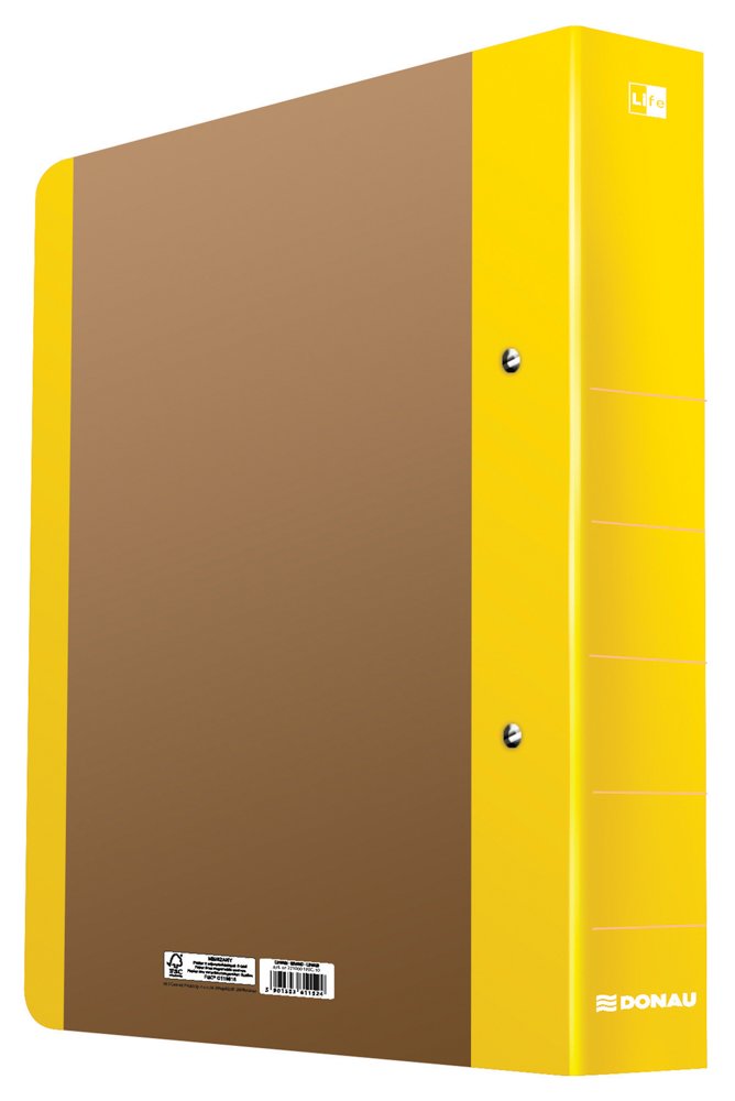 DONAU 2kroužkový pořadač LIFE, A4/50 mm, karton, neonově žlutý