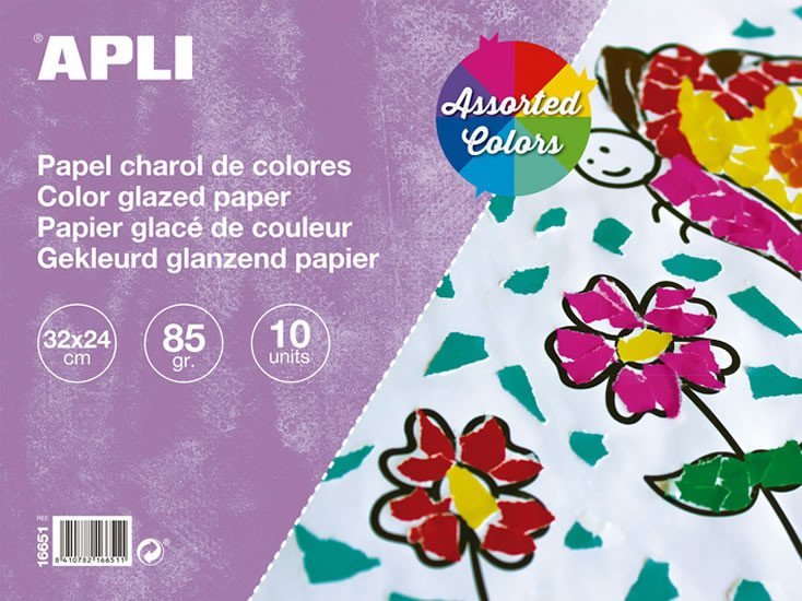 Levně APLI lakovaný papír 32 x 24 cm - blok 10 listů, mix barev