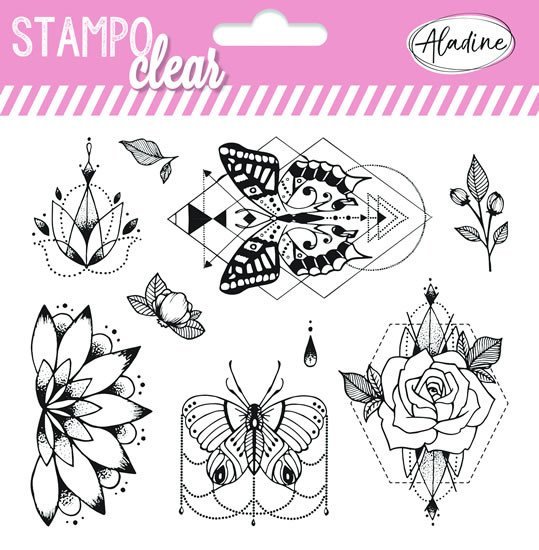 Levně Razítka Stampo Clear - Motýli v květinách