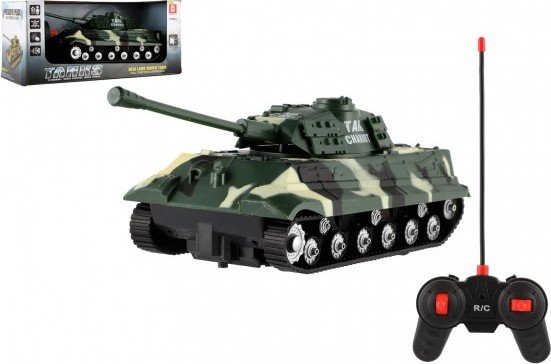 Levně Tank RC PANTHER plast 25cm na baterie 27mHz se zvukem se světlem v krabici 28x13x12cm