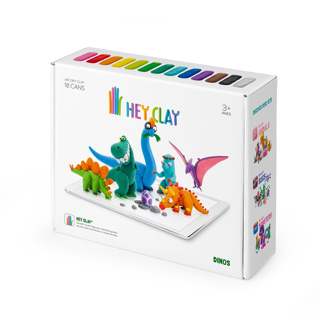 Levně Hey Clay Kreativní modelovací sada - Dinosauři (18 ks modelíny), 1. vydání - TM Toys