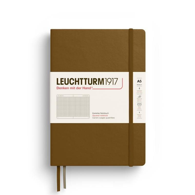 Levně Leuchtturm1917 Zápisník Spice Brown Medium A5 čtverečkovaný