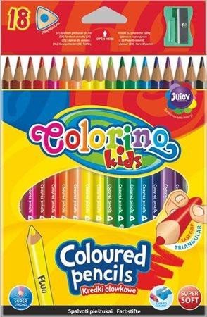 Levně Colorino Pastelky trojhranné s ořezávátkem 18 barev