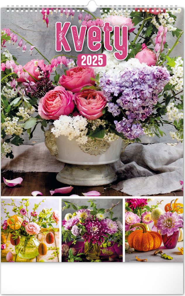 Levně Nástenný kalendár Kvety 2025, 33 × 46 cm