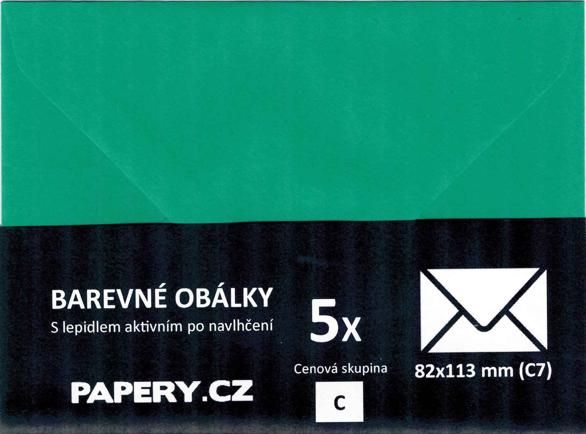 Levně barevná obálka 82X113 mm ZELENÁ VÁNOČNÍ, 5 kusů,110 gm2, olizová