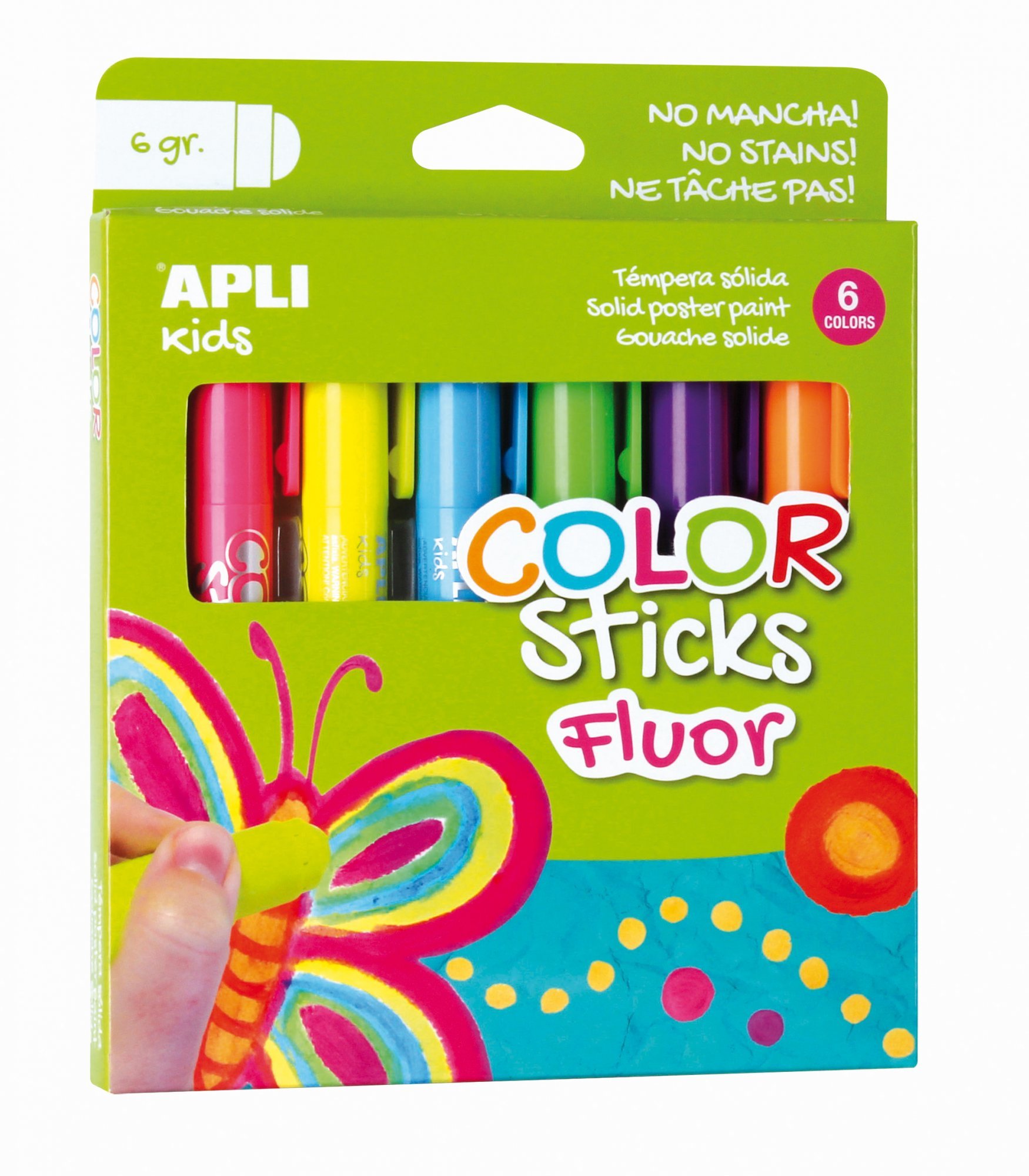 Levně APLI temperové barvy suché, 6 ks, mix neonových barev