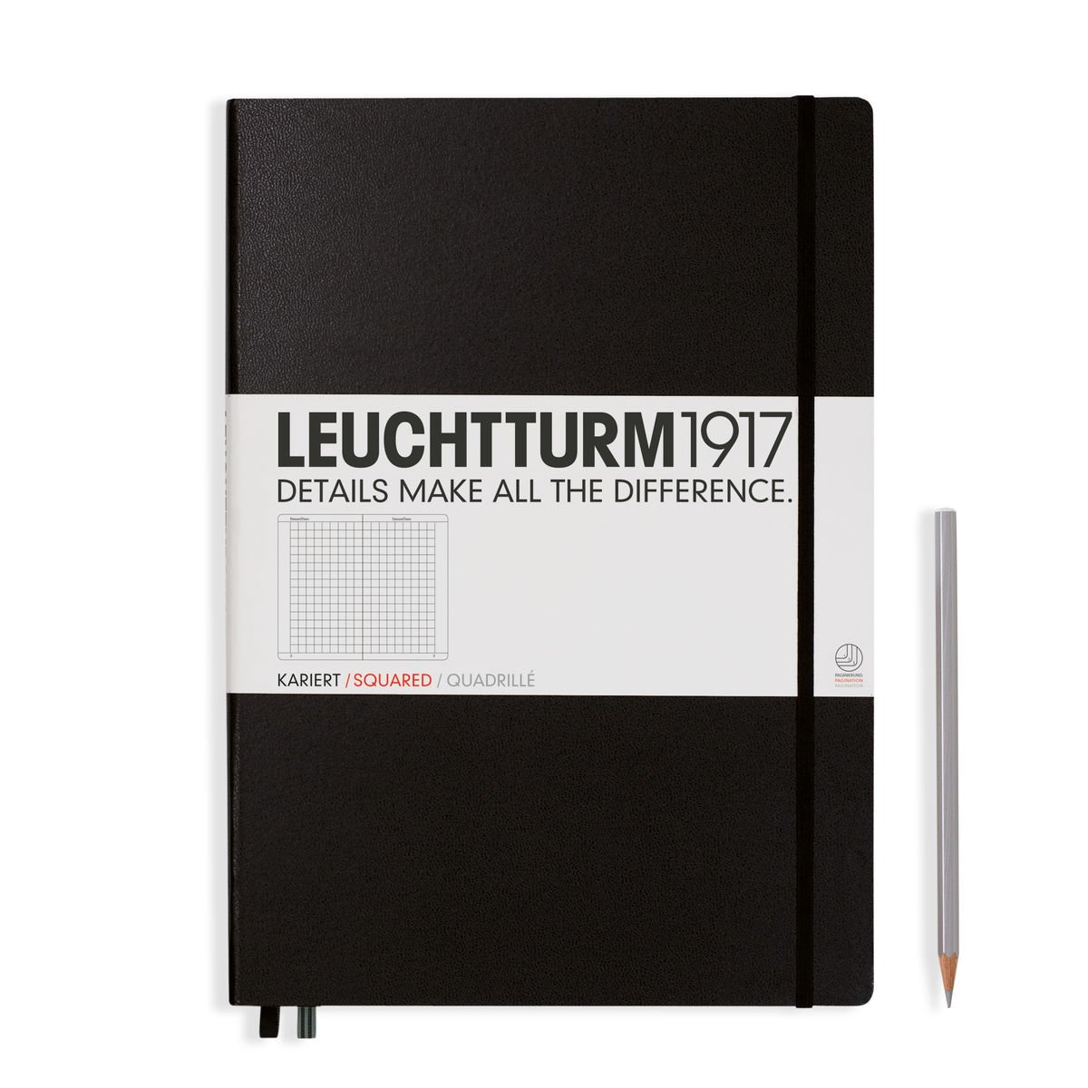Levně LEUCHTTURM1917 Notebook MASTER A4, squared, BLACK 307959