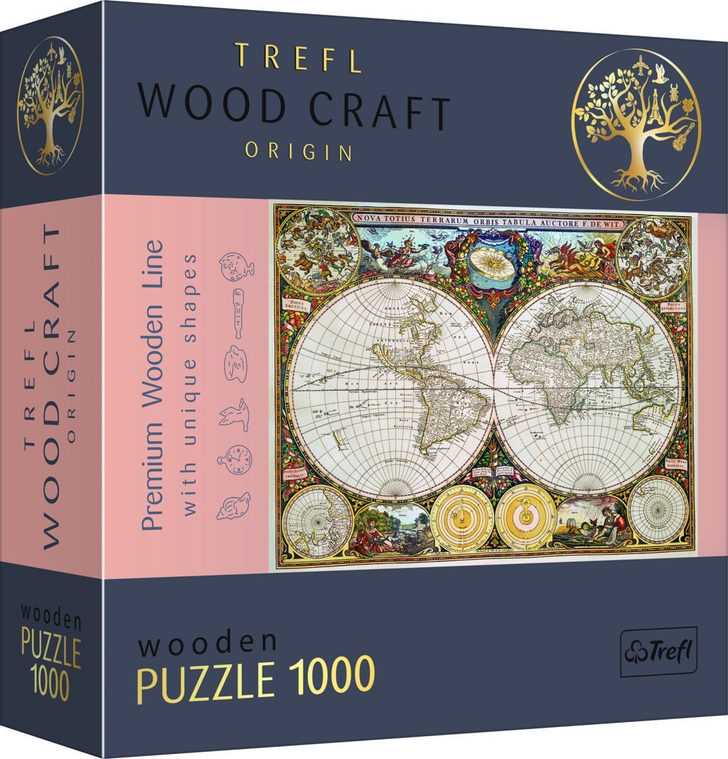 Trefl Wood Craft Origin Puzzle Antická mapa světa 1000 dílků - dřevěné - Trefl
