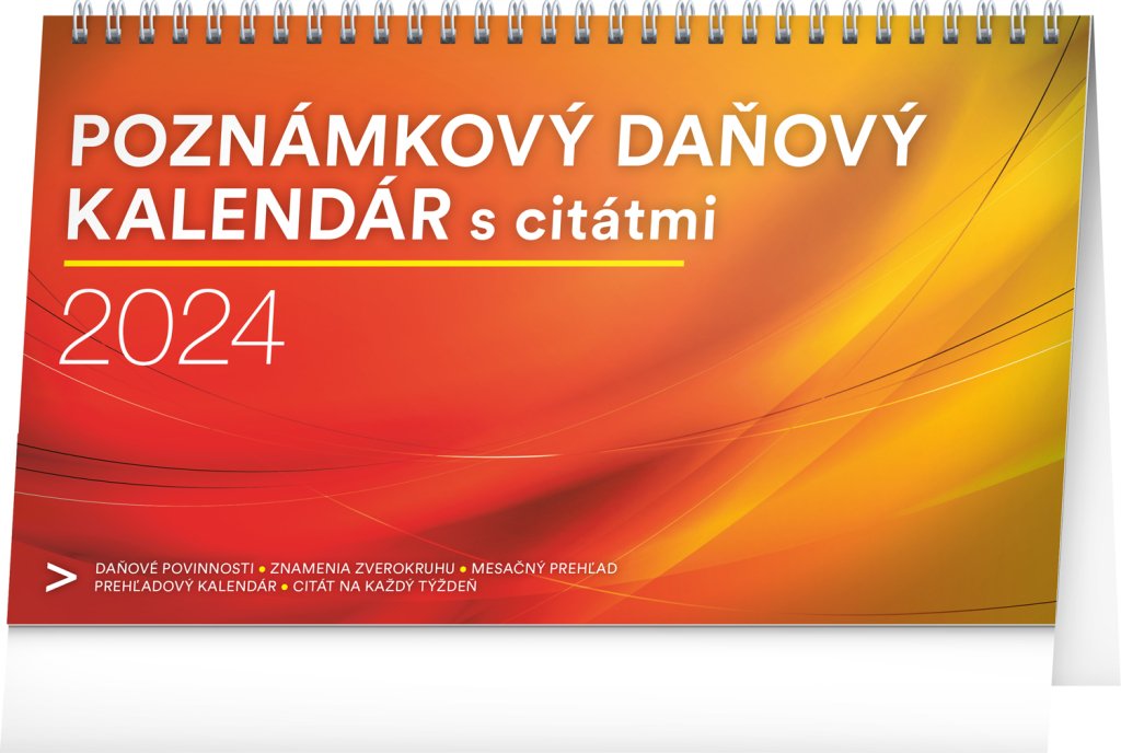 Levně Stolový kalendár Poznámkový daňový s citátmi 2024, 25 × 14,5 cm