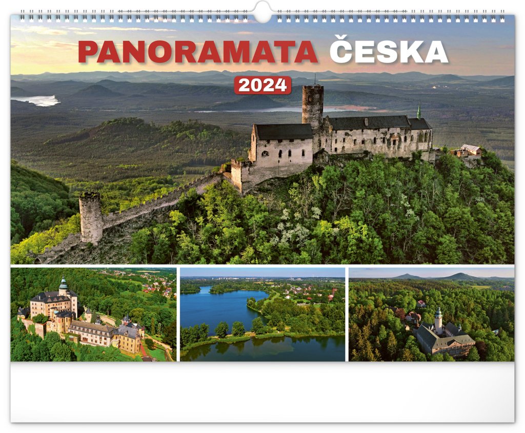 Levně Kalendář 2024 nástěnný: Panoramata Česka, 48 × 33 cm
