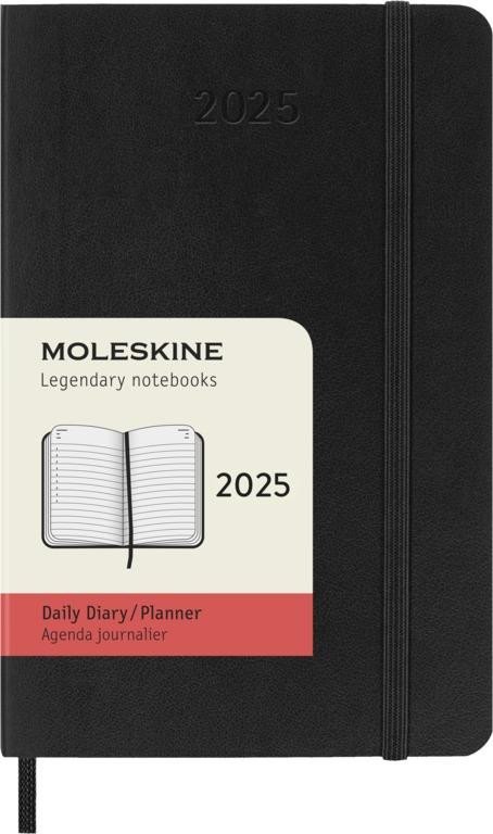 Levně Moleskine Diář 2025 černý S, denní, měkký