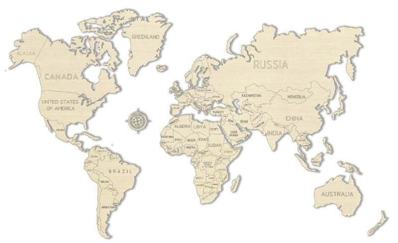 Levně Wooden City Mapa světa dřevěná velikost M (57x38cm)