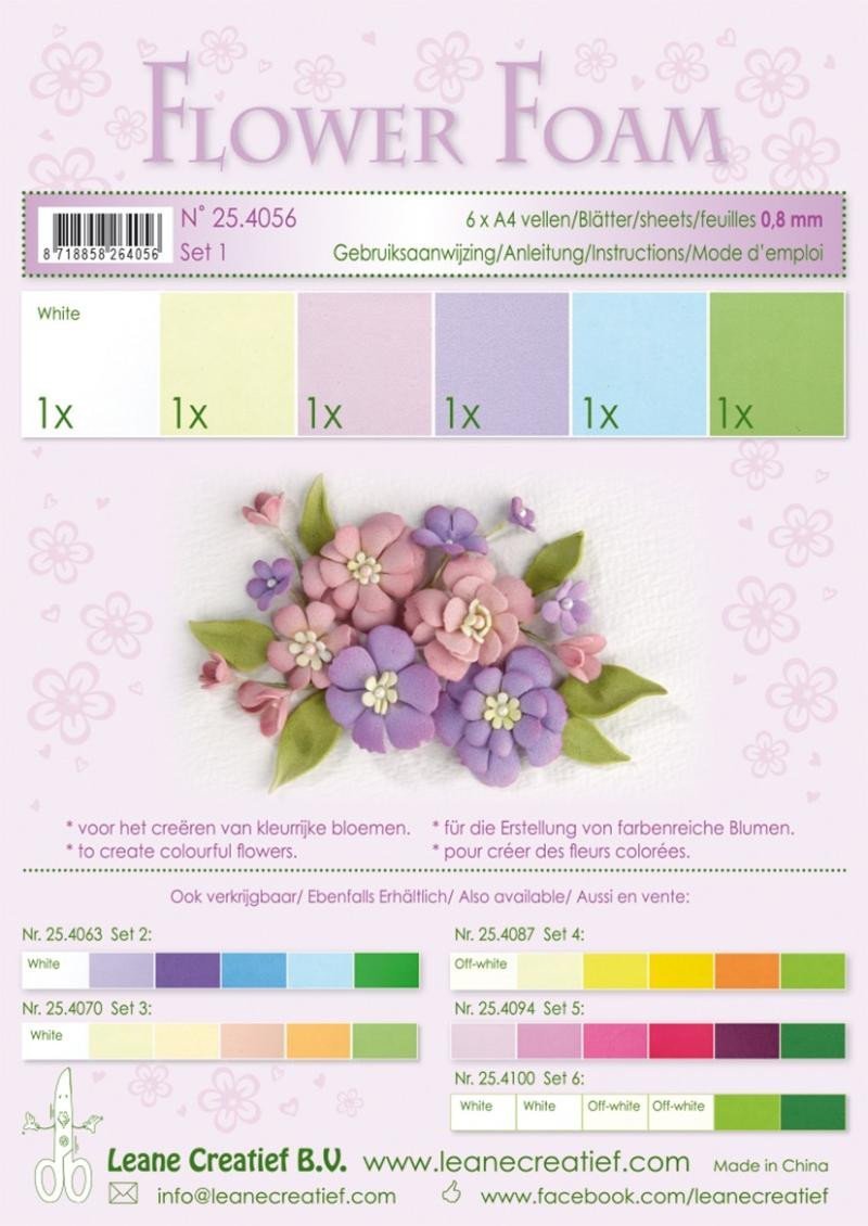 Levně Flower Foam Speciální pěnová guma A4 - pastelové barvy 6 ks