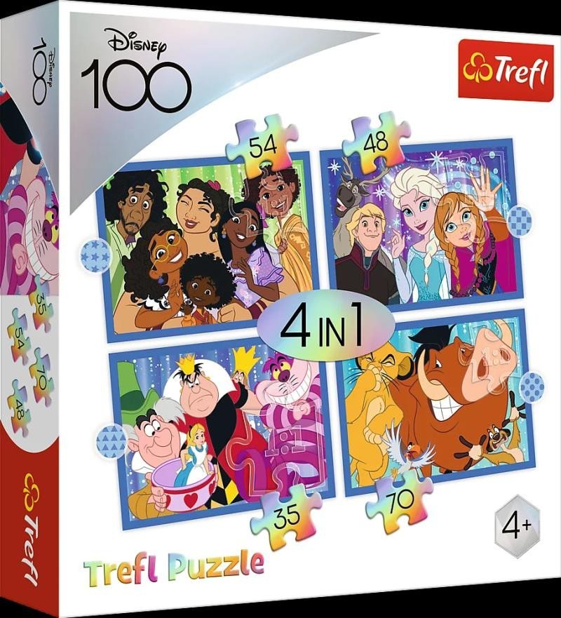 Levně Trefl Puzzle Disney 100 let: Disneyho veselý svět 4v1 (35,48,54,70 dílků)
