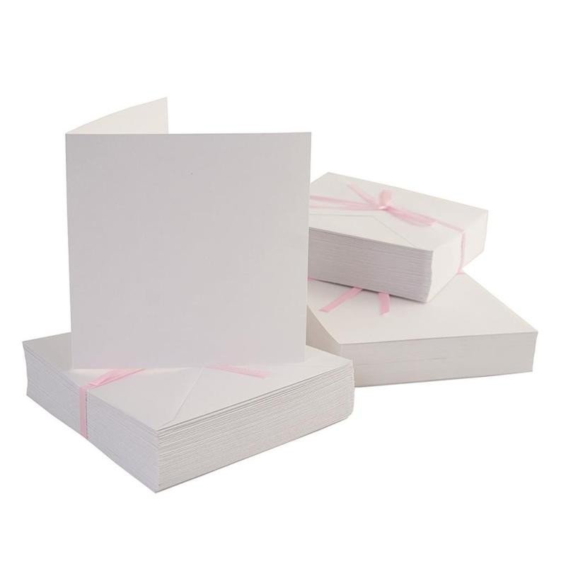 Levně Přání a obálky 240g čtvercové 13 x13 cm bílé 100 ks