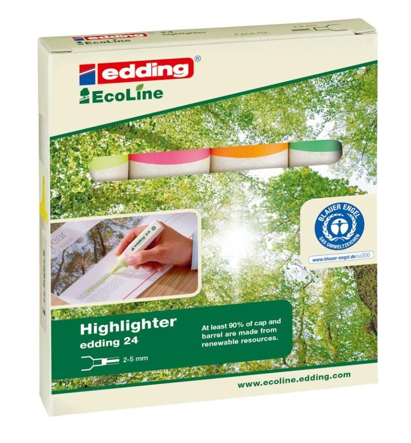 Levně Edding Zvýrazňovač 24 EcoLine - Neon, sada 4 ks