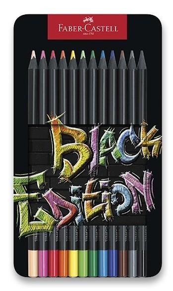 Levně Faber - Castel Black Edition Pastelky v plechové krabičce 12 ks