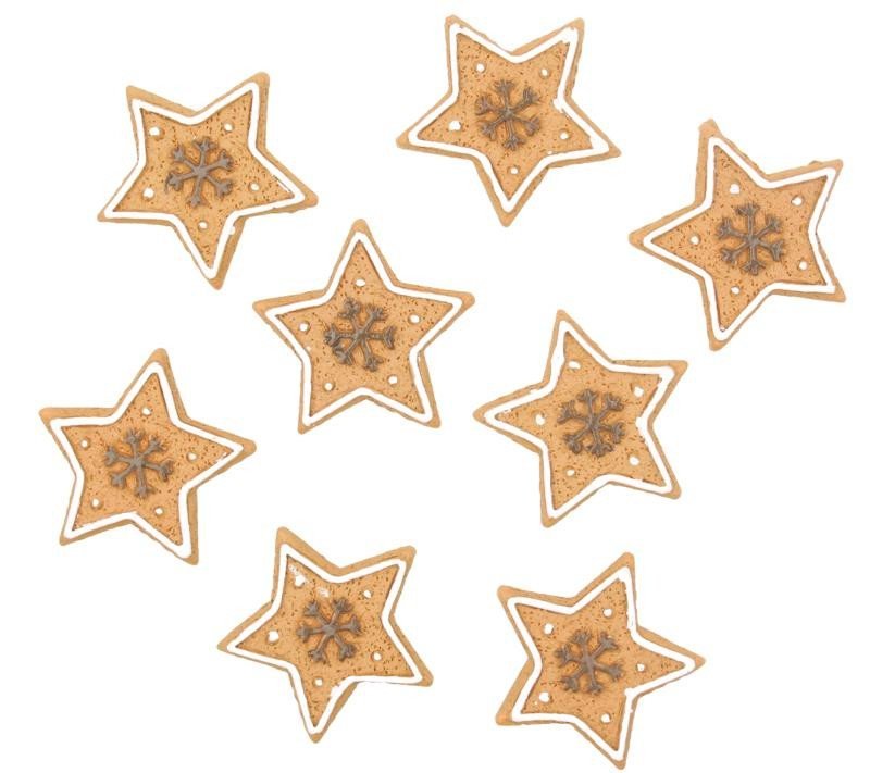 Levně Hvězda hnědá s lepíkem 3 cm akryl (6 ks)