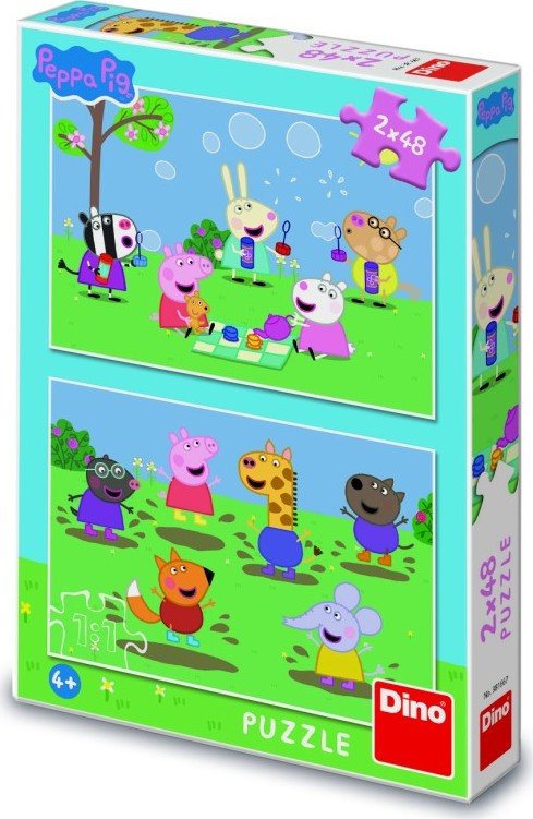 Puzzle Peppa Pig a kamarádi 2x48 dílků - Dino