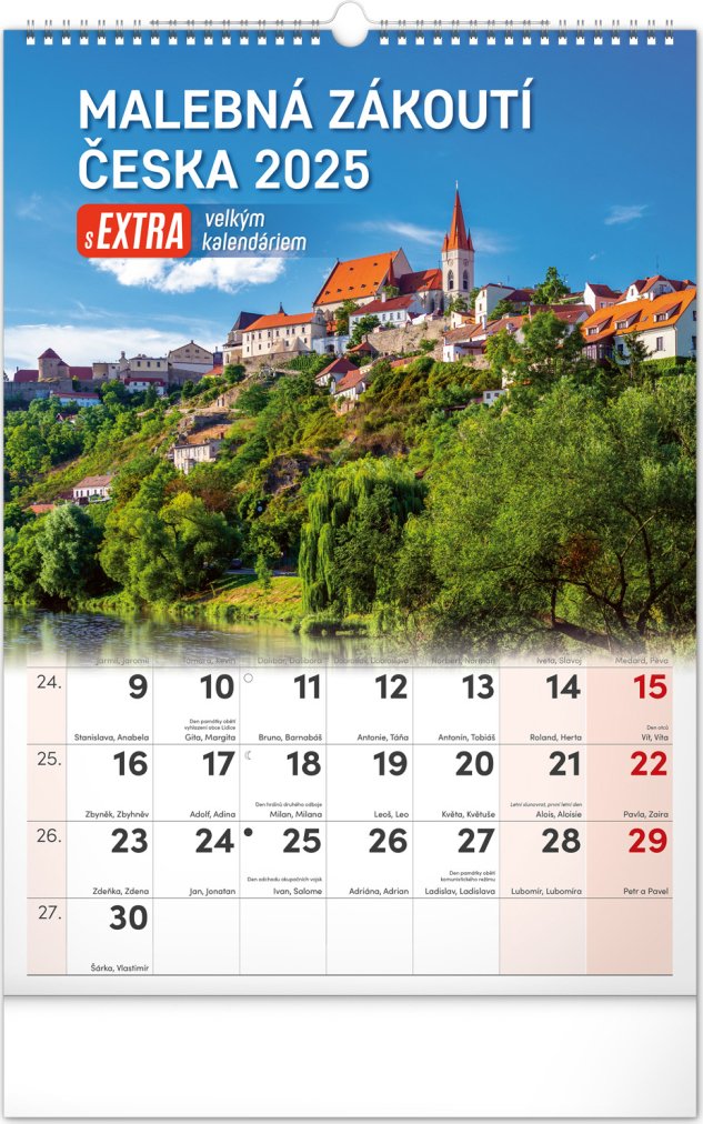 Levně NOTIQUE Nástěnný kalendář Malebná zákoutí Česka s extra velkým kalendáriem 2025, 33 x 46 cm