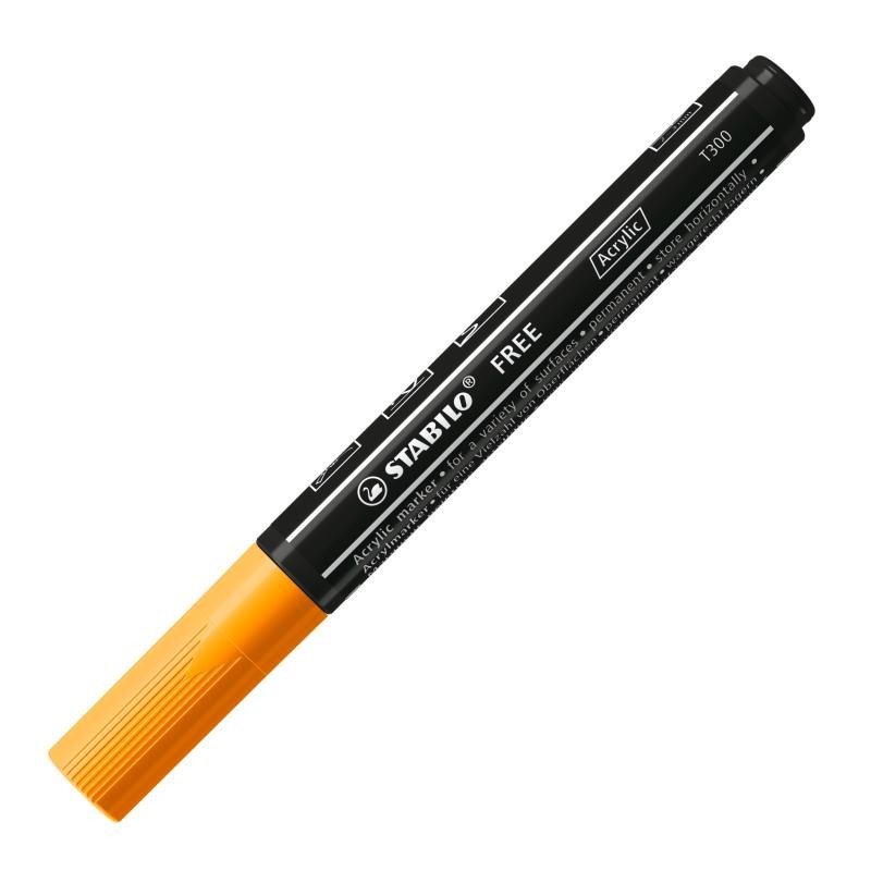 Levně Akrylový popisovač STABILO FREE Acrylic - kulatý hrot 2-3 mm - oranžová