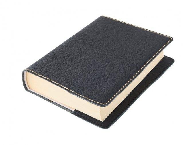 Levně Kožený obal na knihu KLASIK XL 25,5 x 39,8 cm - kůže černá vzorovaná