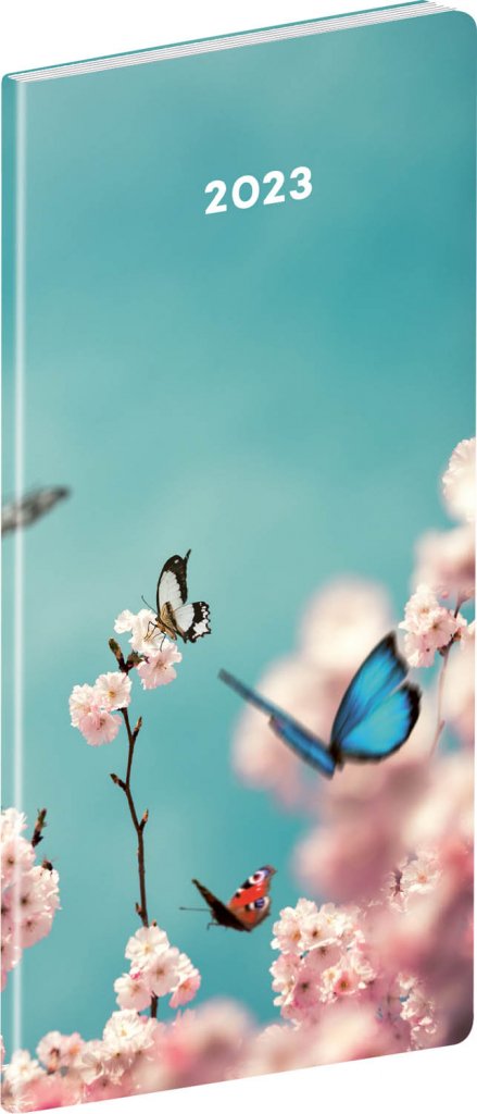 Diář 2023: Motýl - plánovací měsíční, kapesní, 8 × 18 cm