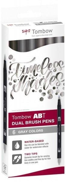Levně Tombow ABT Dual Pen Brush Sada oboustranných štětcových fixů - Grey colours 6 ks