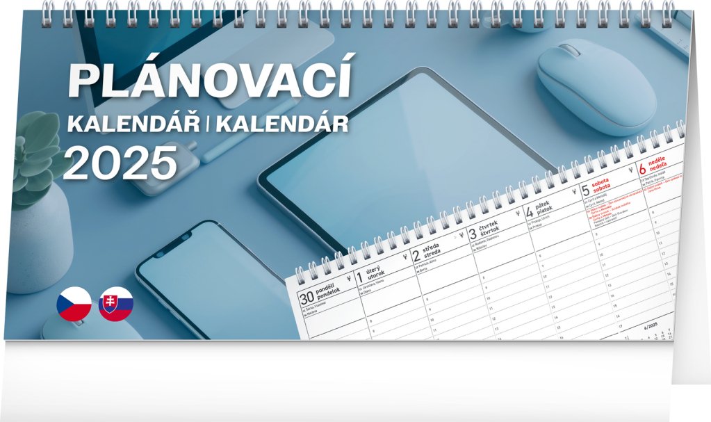 Levně Kalendář 2025 stolní: Plánovací CZ/SK, 25 × 12,5 cm