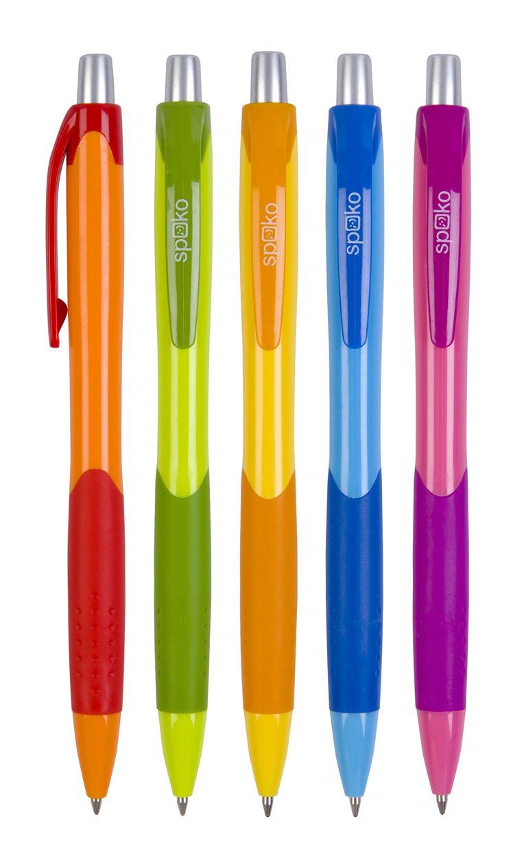 Levně Spoko Fruity kuličkové pero, modrá náplň, displej, mix barev - 48ks
