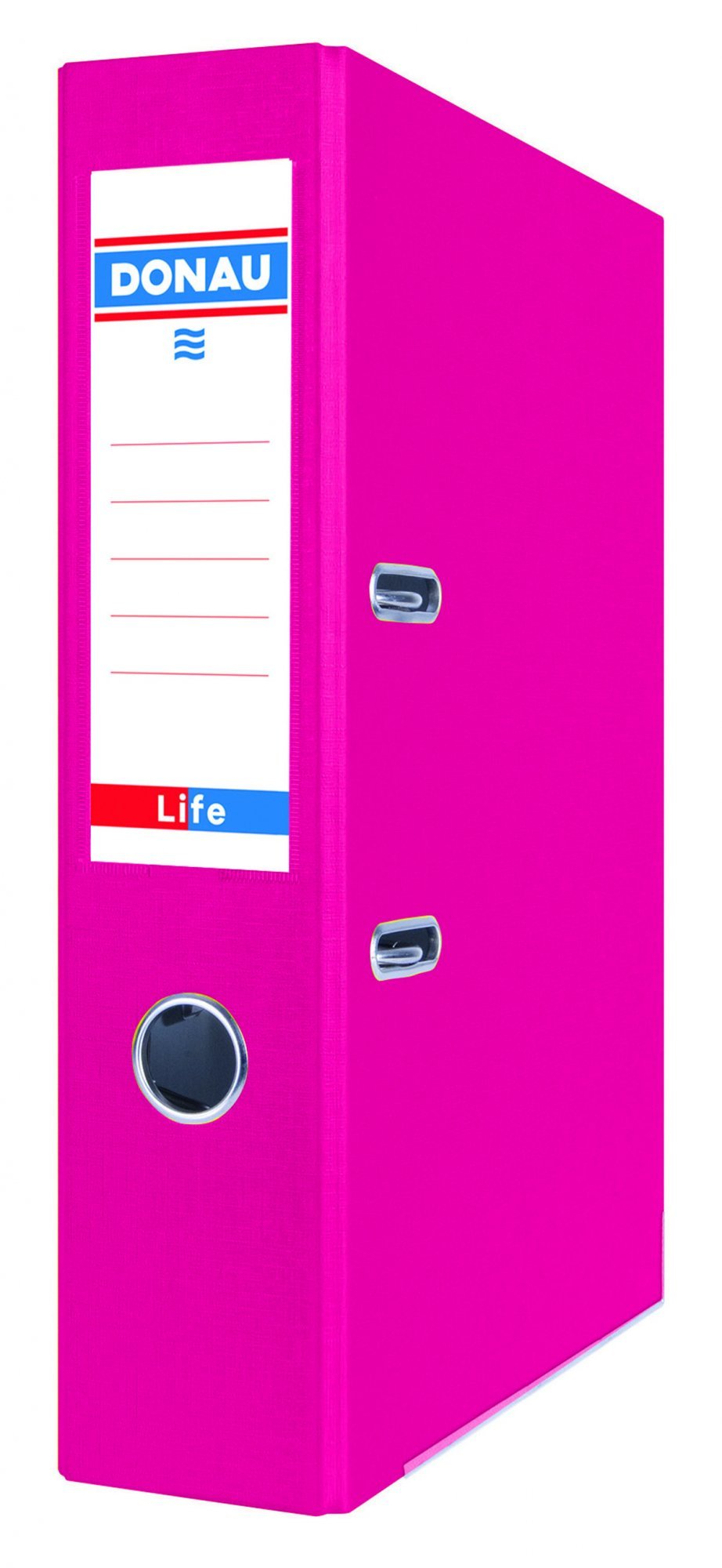 Levně DONAU pákový pořadač LIFE, A4/75 mm, karton, neonově růžový
