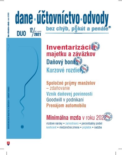 Levně DUO 12/20201 – Dane, účtovníctvo, odvody bez chýb, pokút a penále - Ján Mintál; Zuzana Cingelová; Anton Kolembus