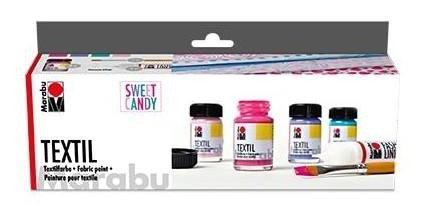 Marabu barva na textil sada "Sweet Candy" 4 x 15 ml