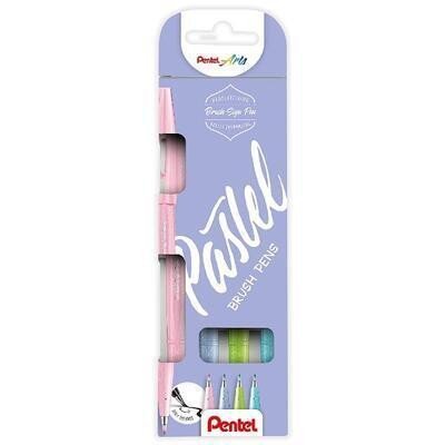 Levně Popisovač Pentel Arts Touch Brush Sign Pen - pastel 4 ks, sada