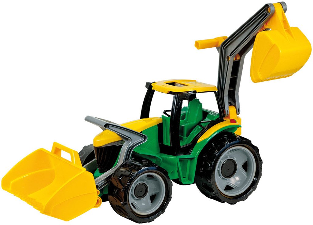 Traktor se lžící a bagrem plast zeleno-žlutý 65cm v krabici od 3 let - Lena