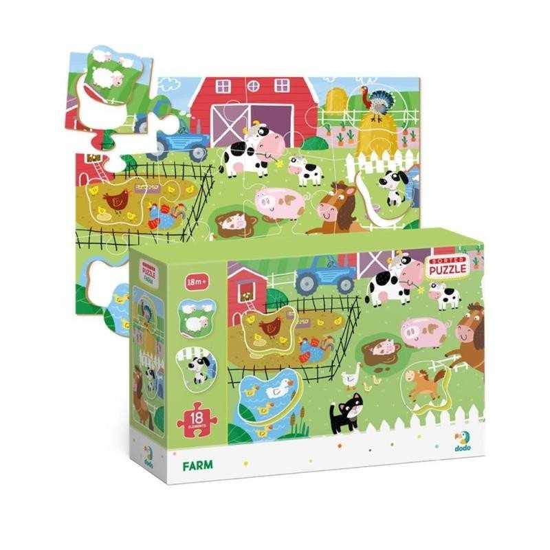 Levně Dodo Puzzle s tříděním obrázků Farma 18 dílků
