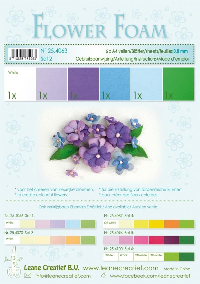 Levně Flower Foam Speciální pěnová guma A4 - modrofialové barvy 6 ks