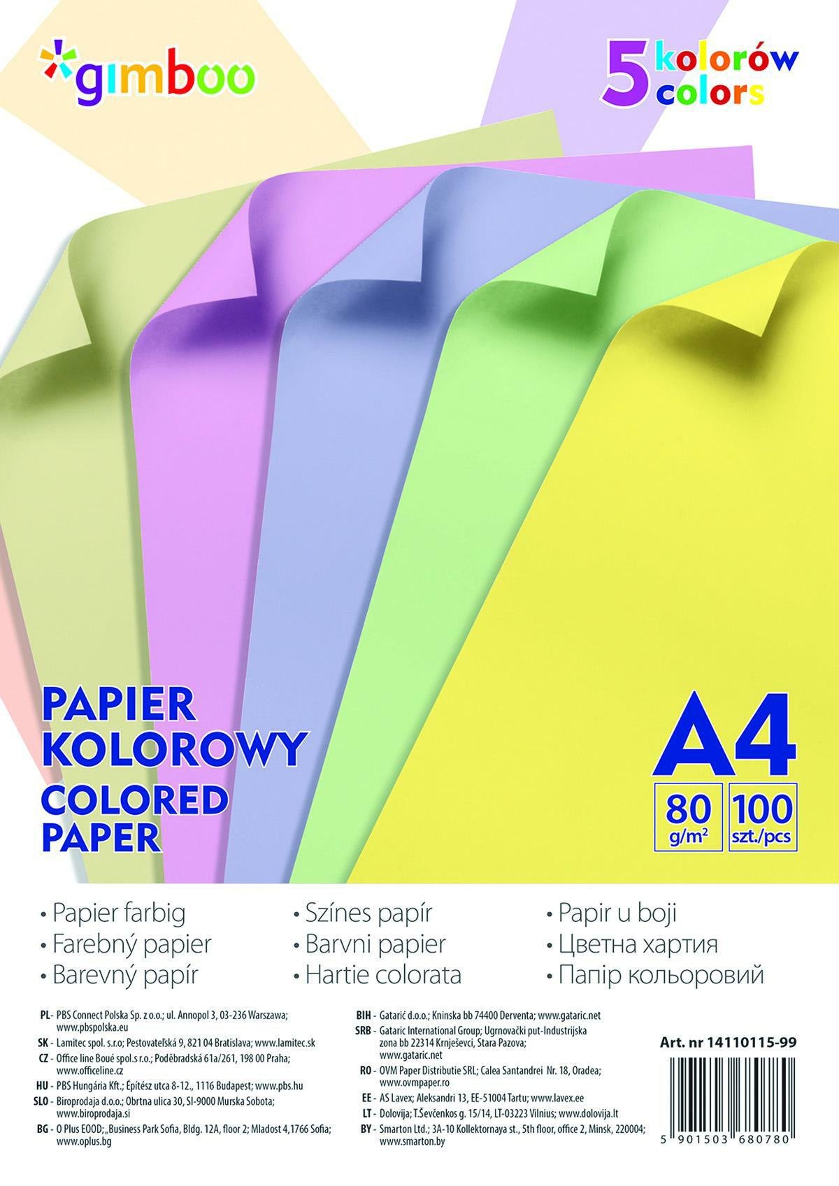 Levně DONAU sada barevných papírů, A4, 80 g/m², 100 listů, mix pastelových barev