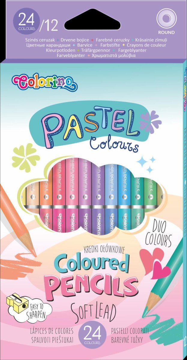 Levně Colorino Pastel - kulaté oboustranné pastelky 12 ks / 24 barev