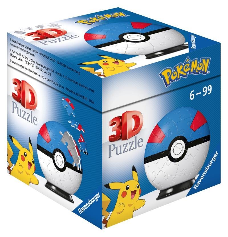 Levně Ravensburger 3D Puzzle-Ball - Pokémon Motiv 2 / 54 dílků