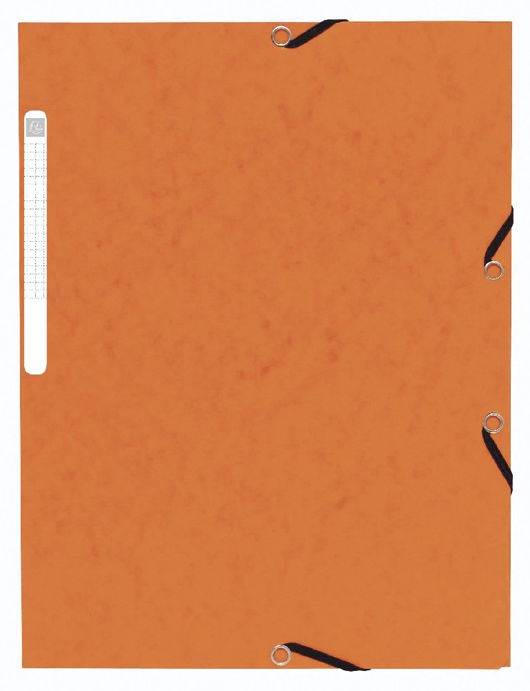 Levně Exacompta spisové desky s gumičkou a štítkem, A4 maxi, prešpán, oranžové - 10ks