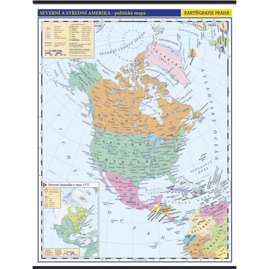 Levně Severní a střední Amerika - školní nástěnná politická mapa 1:10 mil./96x126,5 cm