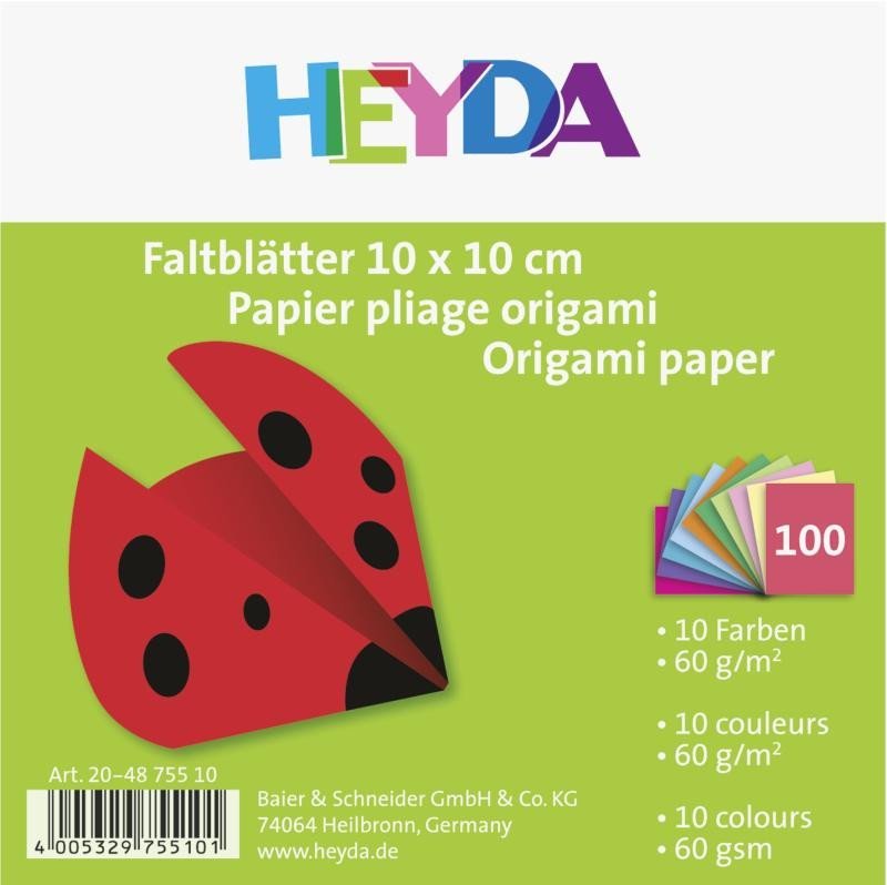 Levně HEYDA Papíry na origami 10 x 10 cm ( 100 ks )