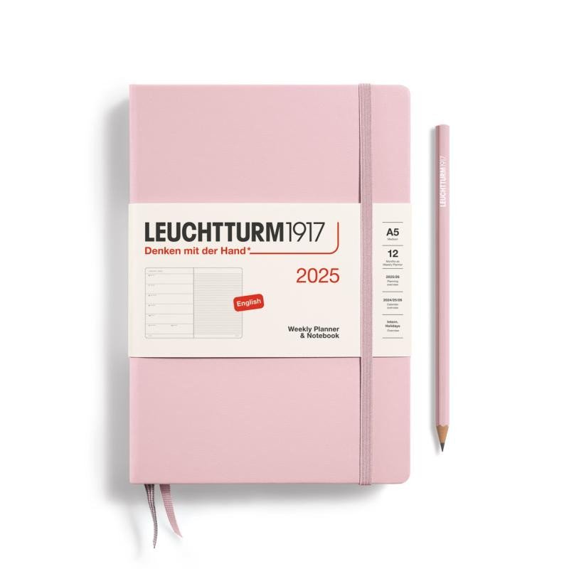 Levně Leuchtturm1917 Weekly Planner &amp; Notebook Medium (A5) 2025 Powder