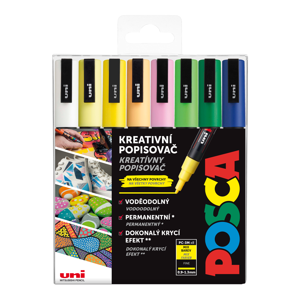 Posca sada popisovačů PC-3M, SPRING, 0,9 - 1,3 mm, mix jarních svěžích barev (8 ks)