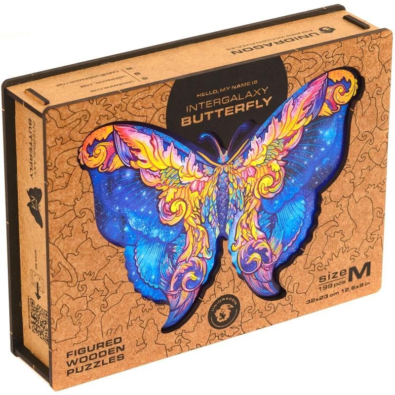 Unidragon dřevěné puzzle - Motýl velikost M